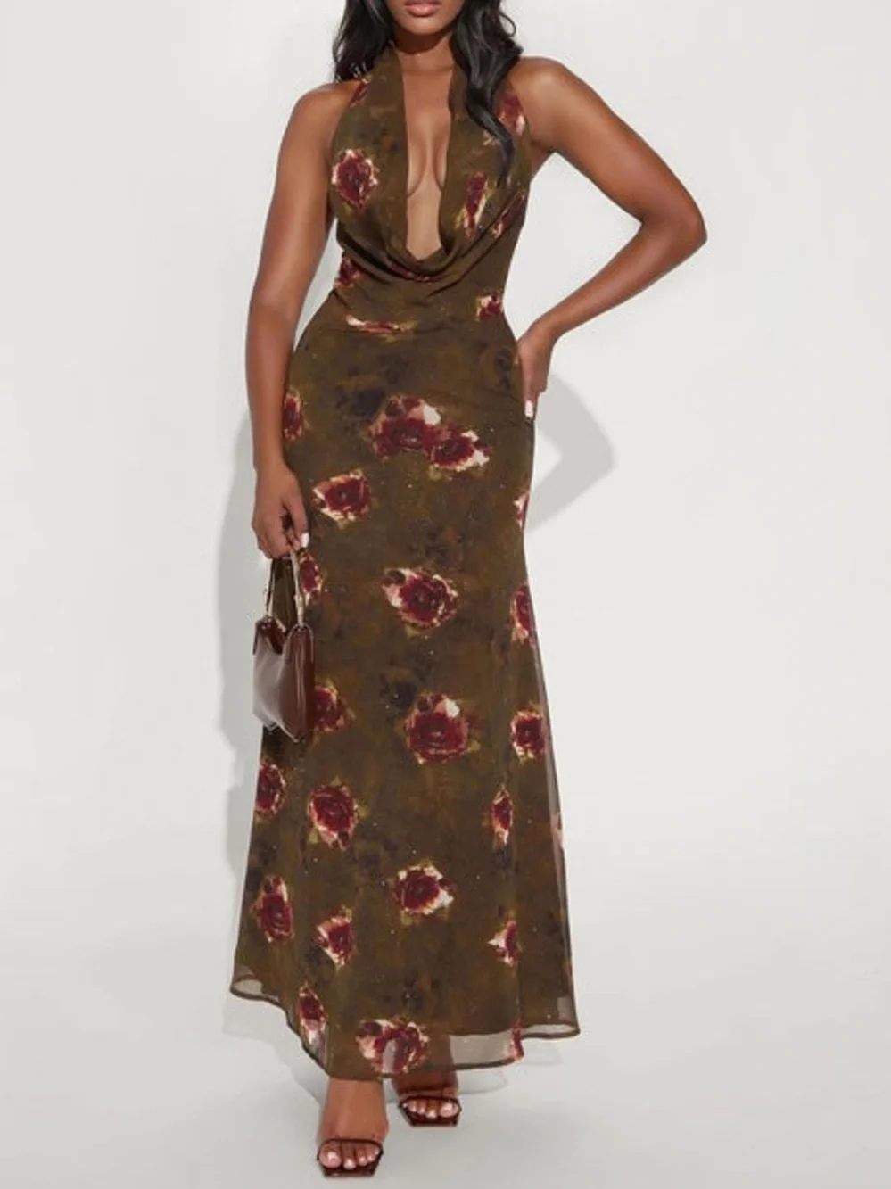 Fashion Nova Graceful Chaos Glitter  Open Back Maxi Dress Size XS NWT